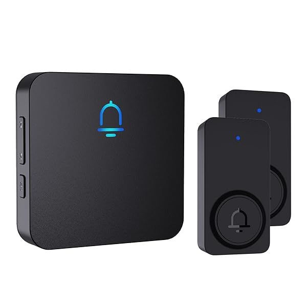 SECRUI Doorbell, 2 Button Wireless Doorbell with 1000ft Range, Adjustable Volume, Waterproof Design, Hassle-Free Installation, 32 Melodies, Black