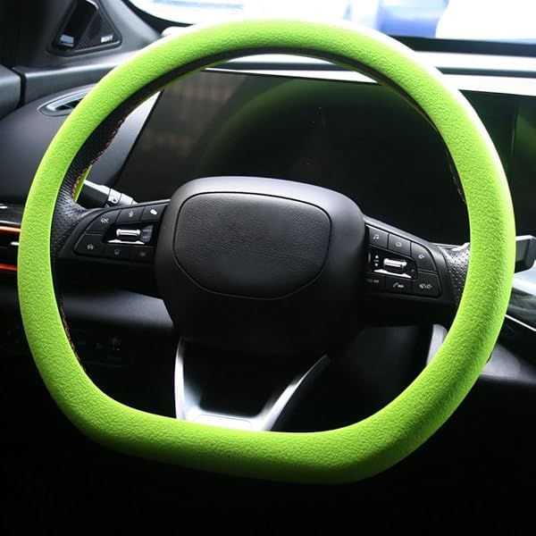 SEGADEN Leather Texture Soft Silicone Car Steering Wheel Cover Universal Anti-Slip Design 14-16 inch Protective Case Green