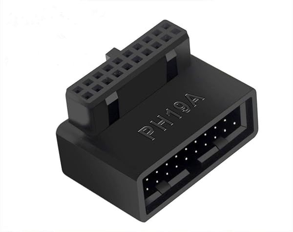 SHANFEILU USB 3.0 90 Degree Adapter - 19/20 Pin Male to Female Extension for Desktop Motherboard (Right Angle PH19A)