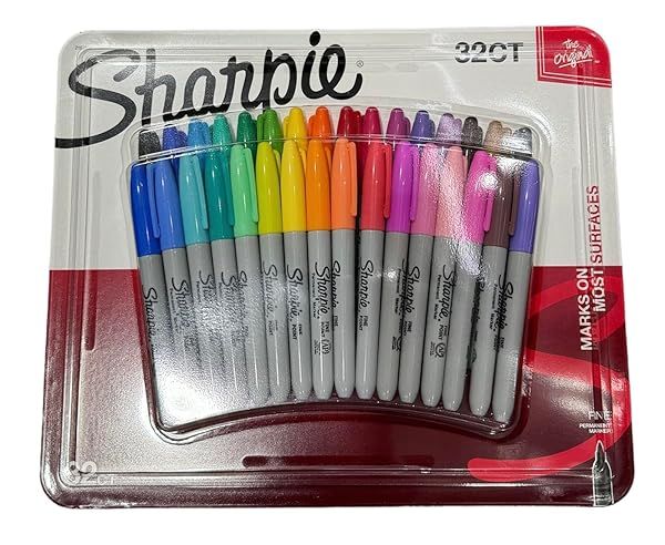 SHARPIE Permanent Markers Fine Point 32 Count - Vibrant Multicolor Set for Art & Craft Projects