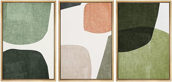 SIGNWIN Framed Canvas Print Trio of Multicolored Transparent Ovals Abstract Art for Living Room Bedroom Office 16x24x3 Natural