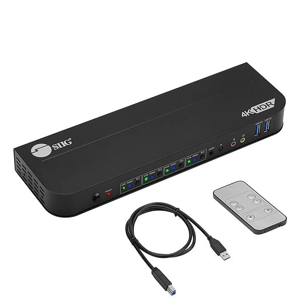 SIIG 4-Port 4K KVM Switch HDMI with Remote Control - USB 3.2, EDID Bypass, Windows & Mac Compatible