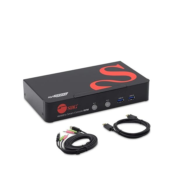 SIIG 4K DisplayPort KVM Switch: 2-Port, USB 3.0, Audio, Hotkey Control, ESD Protection - CE-DP0F11-S1