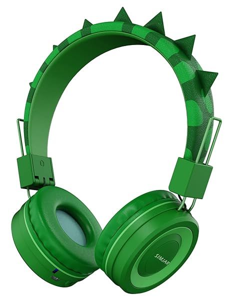 SIMJAR Kids Bluetooth Headphones with Microphone for School, Dinosaur Over-Ear Wireless Headphones with Volume Limiter 94dB, Foldable Adjustable