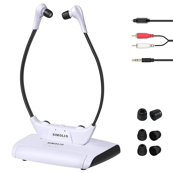 SIMOLIO Wireless Headphones for TV Watching with Clarified Dialog 100FT Range for Seniors with Balance Control Enhanced Voice and Charging Dock