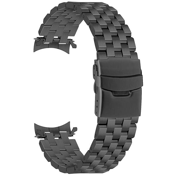 Buy SINAIKE 20mm Brushed Polished Stainless Steel Watch Band - Five Rows Metal Strap for Men & Women, Curved End, Black Replacement