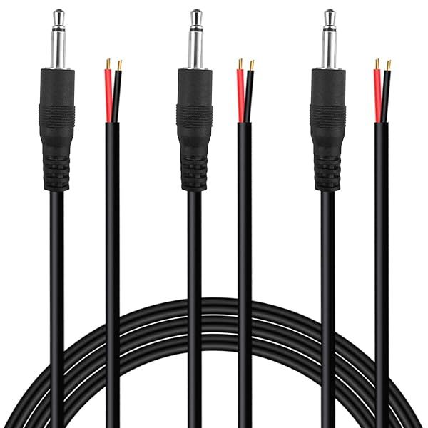 SIOCEN 3 Pack 6 ft 3.5mm Male Plug to Bare Wire Audio Cable Repair Connector