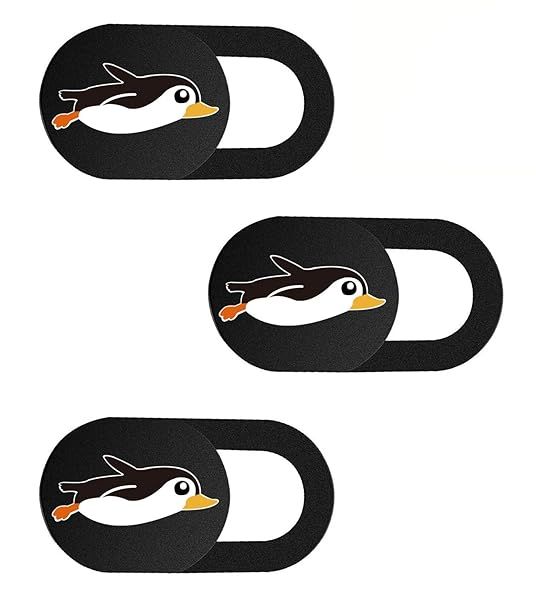 Ultra Thin Webcam Cover Slide - SIREG 0.027in Privacy Protector for Laptops, Smartphones & Tablets (3 Pack - Penguin Black)