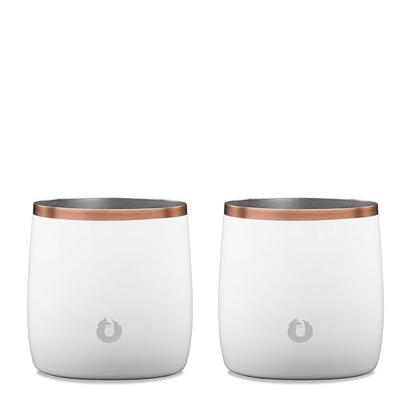 SNOWFOX Premium Vacuum Insulated Whiskey Rocks Glass Set - Elegant Lowball Glasses for Cold Cocktails & Old Fashioned Drinks