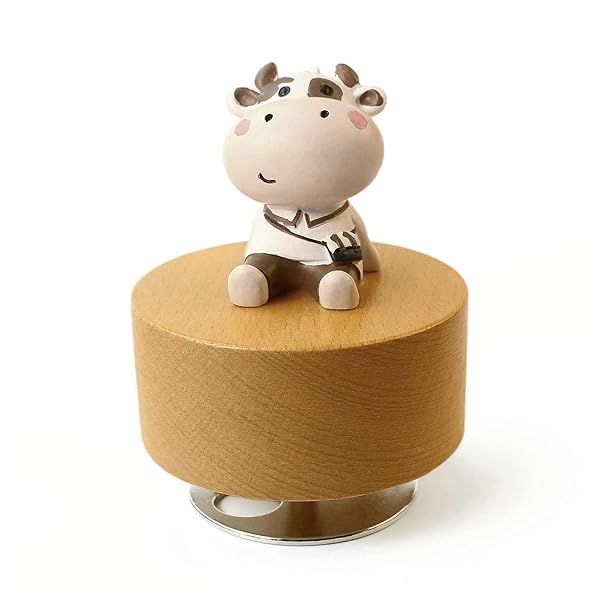 SOFTALK Cute Little Animal Wooden Mechanical Music Box, You are My Sunshine Musical Boxs,Christmas, Modern Minimalist Ornaments and Decorations