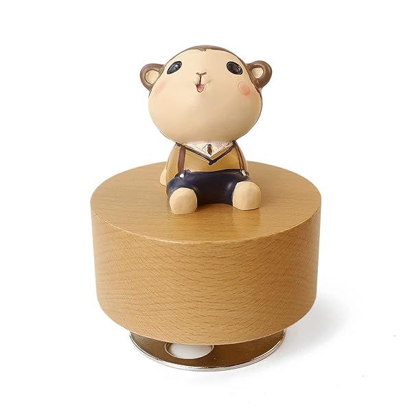 SOFTALK Cute Little Animal Wooden Mechanical Music Box, You are My Sunshine Musical Boxs,Gift for Boys and Girls Kids (Monkey)
