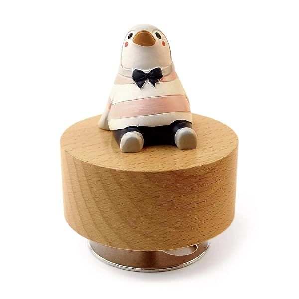 SOFTALK Cute Little Animal Wooden Mechanical Music Box, You are My Sunshine Musical Boxs,Gift for Boys and Girls Kids (Penguin)