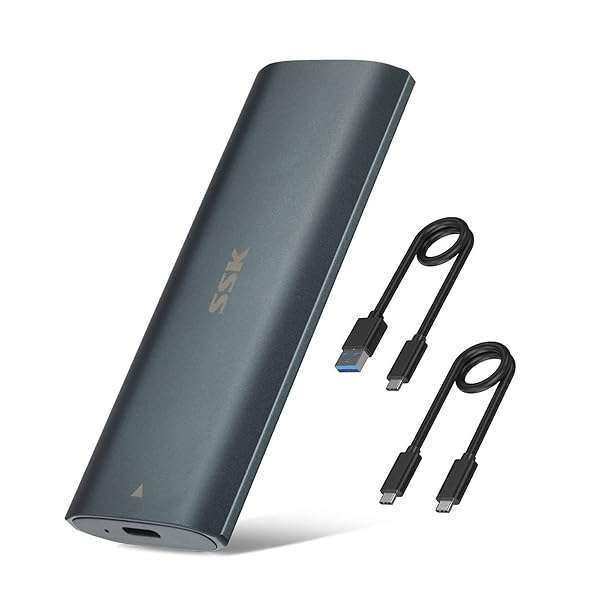 SSK Aluminum M.2 NVMe SATA SSD Enclosure Adapter - Tool-Free USB C 3.1/3.2, 10Gbps PCIe, Supports 2230/2242/2260/2280