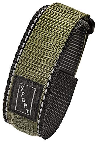 Alpine Sporty Padded Nylon Fabric Watch Band 20mm Black Green Stylish and Durable Replacement Strap