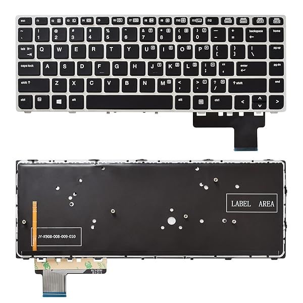 SUNMALL Backlit Keyboard Replacement for HP Elitebook Folio 9470m 9480m Silver Frame US Layout