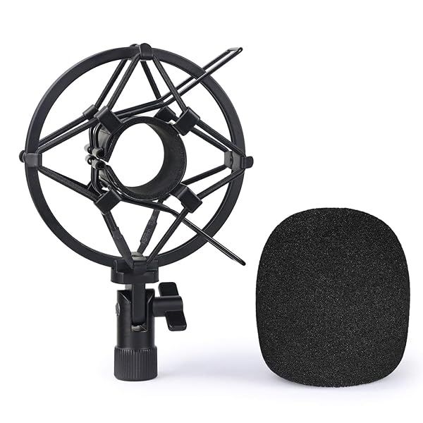 SUNMON Q2U Microphone Shock Mount Holder with Foam Windscreen for Vibration and Noise Absorption Compatible with Samson Q2U Mic