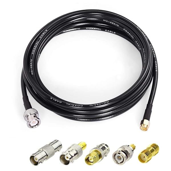 Superbat 16.4ft SMA Male to BNC Male Cable with 5 SMA to BNC Adapters for RF Applications Antennas Wireless LAN Devices Wi-Fi Radios