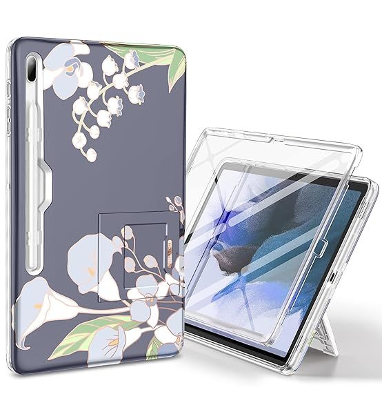 Buy SURITCH Galaxy Tab S7 FE Case: Shockproof, Built-in Screen Protector & Kickstand for S7+ Plus, S8+ Plus - Calla Lilly Design