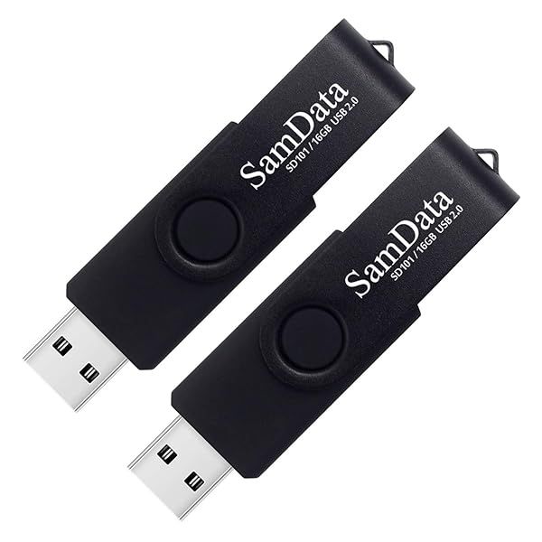 SamData 16GB USB Flash Drives 2 Pack - LED Thumb Drives for Easy Storage & Backup (Black)