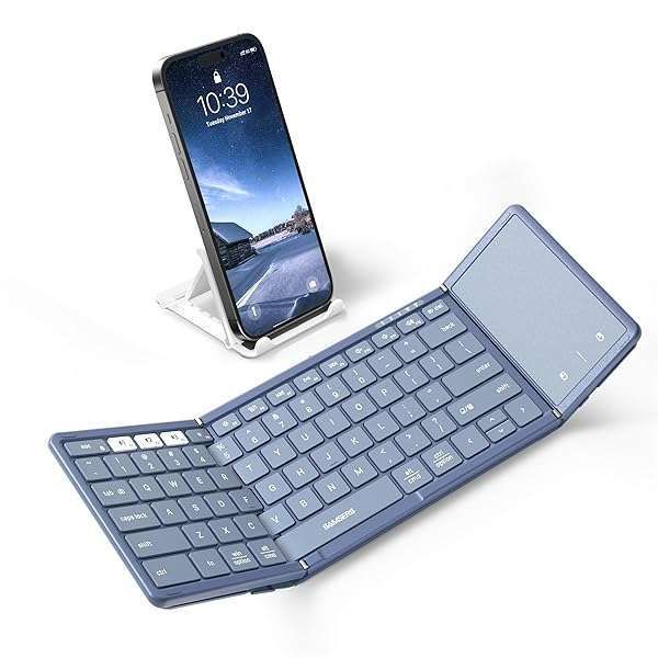 Buy Samsers Foldable Bluetooth Keyboard with Touchpad - Portable, Full-Size, Multi-Device Support for iOS, Android, Windows & Mac