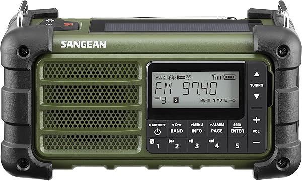 Buy Sangean MMR-99 Emergency Radio: AM/FM, Bluetooth, Weather, Multi-Powered - Forest Green