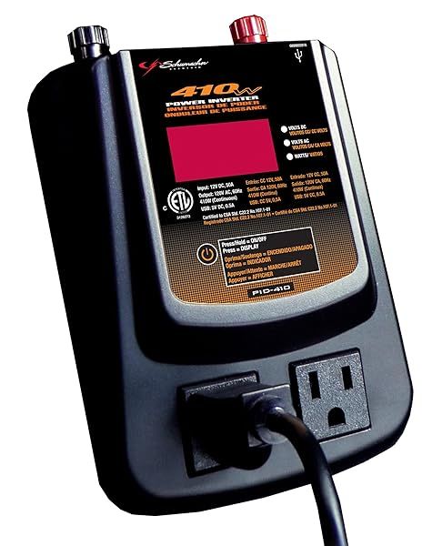 Schumacher PID-410 400W DC to AC Power Inverter with AC and USB Ports for Mobile Devices Gray