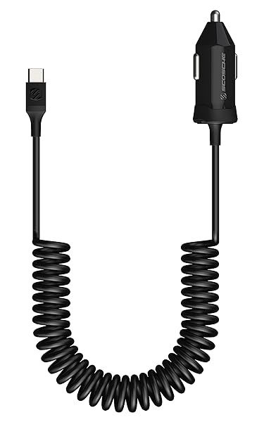 Scosche CPDC203 PowerVolt 20W USB-C Fast Car Charger with 3-Foot Adjustable Cable for All Devices