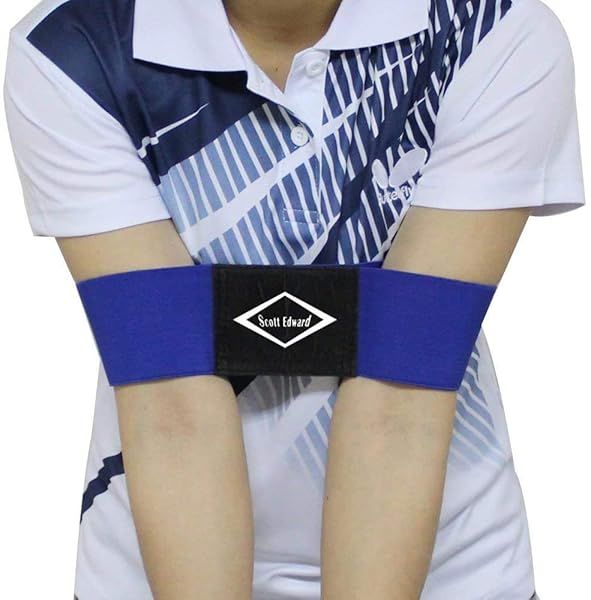 Scott Edward Pro Golf Swing Training Aid, Swing Correcting Arm Band Correct Training Swing Gesture Alignment Practice Tool for Golf Beginners (Blue)