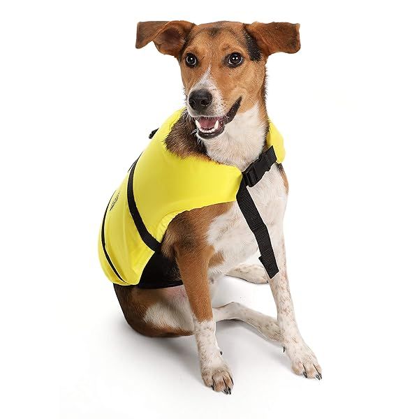 Seachoice Adjustable Dog Life Vest Yellow Small 15-20 Lbs with Grab Handle for Safety and Comfort