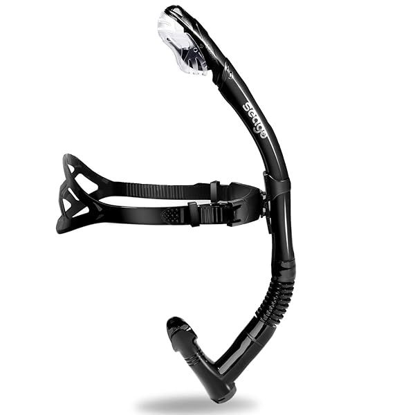 Seago Swim Snorkel for Lap Swimming: Dry Top Snorkel Gear for Adults & Youth with Comfy Silicone Mouthpiece