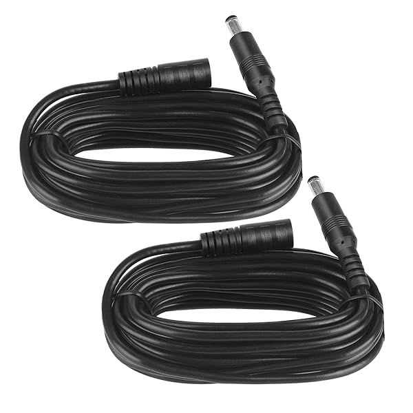5M 16FT DC Power Extension Cable 5.5mm x 2.1mm for CCTV, IP Cameras & LED Strips - Pack of 2