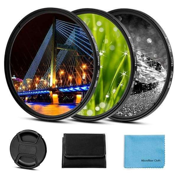 Sedremm 62mm Star Filter Set for Canon, Nikon, Sony & More - 3 Piece Starburst Lens Filters for DSLR Cameras