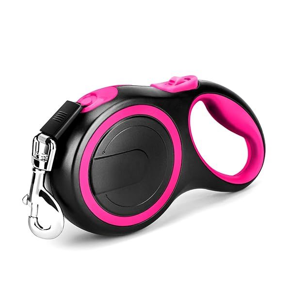 Segarty 26ft Retractable Dog Leash for Medium Large Breeds Up to 110Lbs Heavy Duty No Tangle Nylon Tape with One Button Break Lock Pink