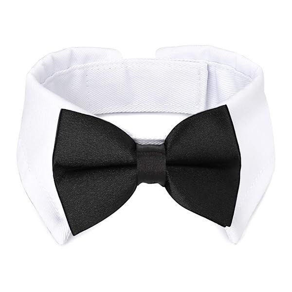Segarty Dog Tuxedo Bow Tie Collar Black Adjustable Formal Necktie for Medium Large Dogs Perfect for Weddings and Birthdays