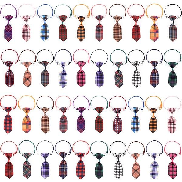 Segarty Small Dog Ties, 40 PCS Assorted Pattern Adjustable Pet Bow Ties for Small Dogs Bows Cats Grooming Bowties Puppy Neckties Festival Party