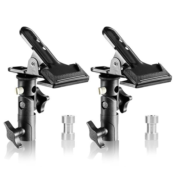 Selens 2 Packs Photography Reflector Clamp Holder Speedlite Hot Shoe Bracket with Screw Mount for Photo Studio Light Stand and Umbrella Reflector