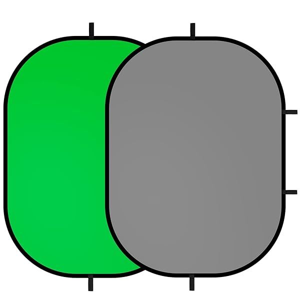 Selens Small Collapsible Double-Sided Grey Green Screen 2-in-1 Pop Up Background for YouTube Streaming and Product Photography 39x59inches