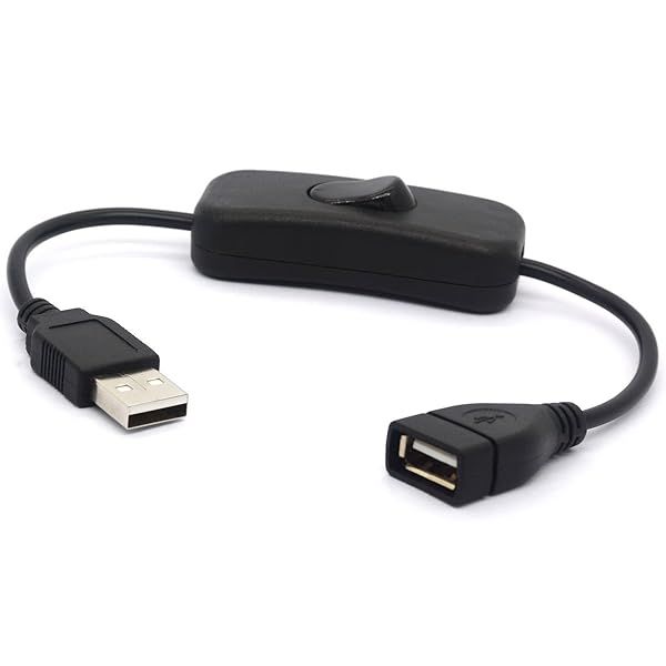 Short USB 2.0 Male to Female Extension Cable with Click Button Switch for Raspberry Pi and Arduino 28CM
