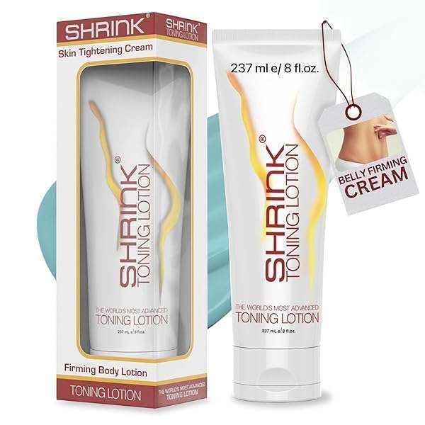 Shrink Toning Lotion: Heat Activated Cellulite & Firming Cream for Stomach & Body - Caffeine & Vitamin E Infused (8oz)