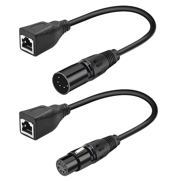 SiYear XLR 5 Pin RJ45 Adapter Cable Male Female DMX Ethernet Converter 1SET 2PACK