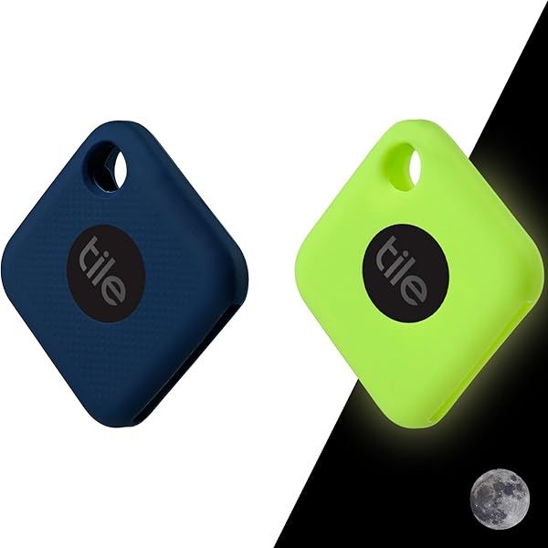 Silicone Case for Tile Pro 2020 and 2018 with Keychain, 2 Pack Anti-Scratch Protective Cover with Carabiner (Navy Fluorescent Green)