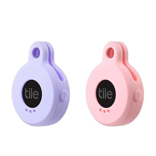 Silicone Case for Tile Sticker 2022 with Keychain, 2 Pack Anti-Scratch Protective Cover with Carabiner (Pink Purple)