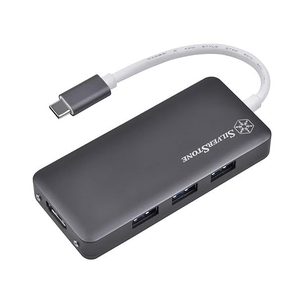SilverStone Technology USB 3.1 Type C Hub with HDMI and 3 USB 3.1 Type A Ports for Fast Data Transfer and Connectivity