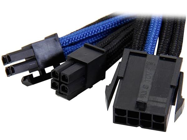 Silverstone 8-Pin EPS12V Power Supply Cable Extension - High-Quality Sleeved Connector (PP07-EPS8BA)