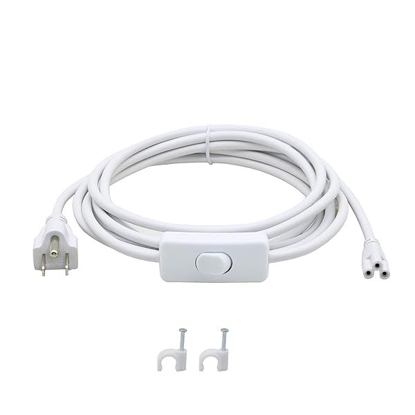 SinLoon 11FT US Plug Power Cord with On Off Switch for LED T5 T8 Light Tube Fixture Extension Cable 3 Core Integrated Lights Connector