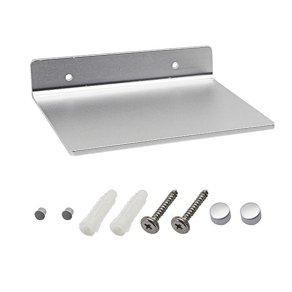 SinLoon 6-Inch Satin Aluminum Wall Shelf for Small Speakers, Smartphones & Toiletries - Stylish Bathroom Storage Solution