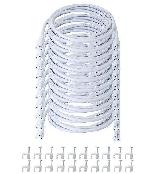 SinLoon UL-LP Certified T5 T8 LED Connecting Wire - 10-Pack Linkable Cords for Ceiling Lights & Tube Lamps (6.5FT/2M)