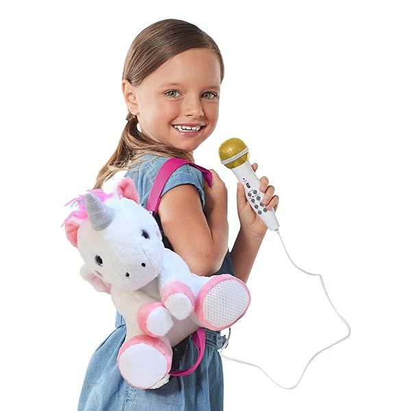 Plush Toy Karaoke Backpack for Kids: Microphone, Speaker & Songs - Sing Along Crew by Singing Machine