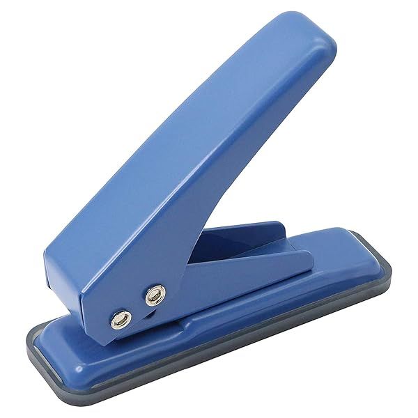Premium 1/4 Inch Handheld Hole Puncher - 20 Sheet Capacity, Metal Design, Skid-Resistant Base for Paper & Art Projects - Blue