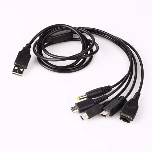 Skywin 5 in 1 USB Charger Cable for Nintendo Compatible with DSi NDS Lite Wii U 3DS 2DS PSP GBA SP Charge All Devices with One Cord